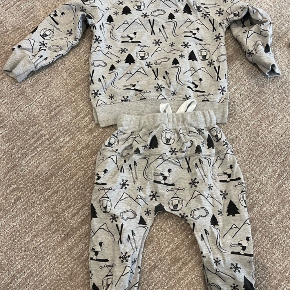 Little Bipsy Gray Ski Print Kids Matching Set